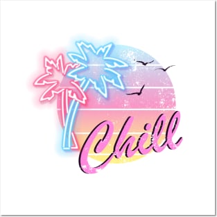 Chill Summer Palms White Posters and Art